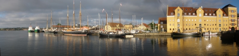 Svendborg harbour, Funen, Denmark with the Mjølnir (centre)