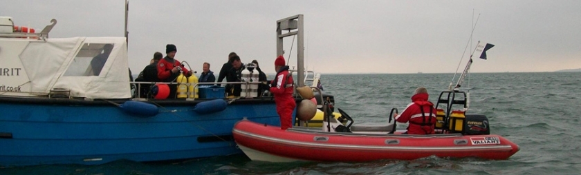 The HWTMA diving team off Bouldnor Cliff